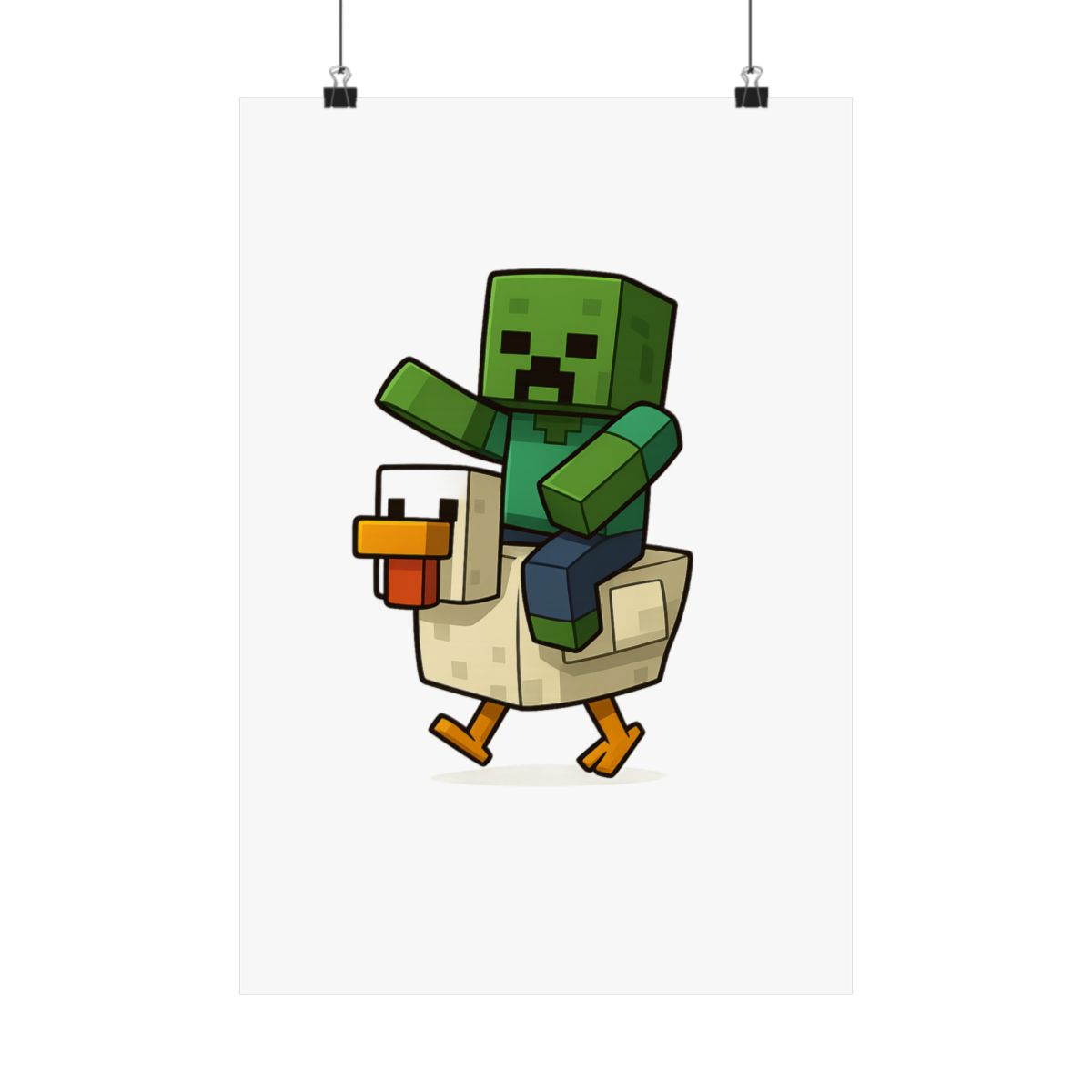 Chicken Jockey Minecraft Poster | Humorous Gaming Wall Art Print