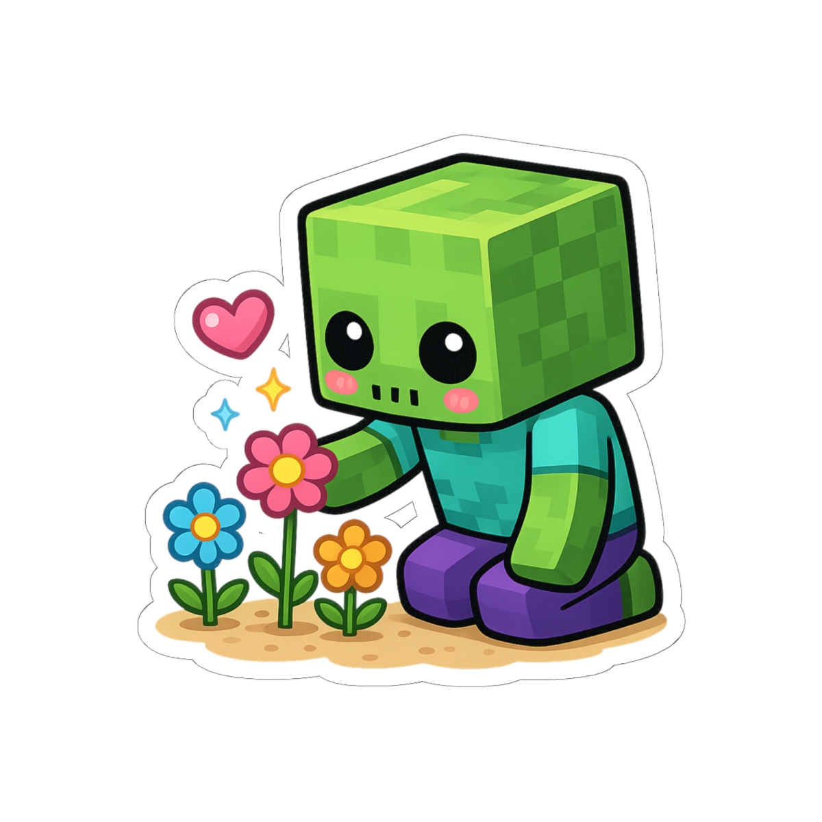 Kawaii Minecraft Zombie Sticker | Cute Vinyl Decal