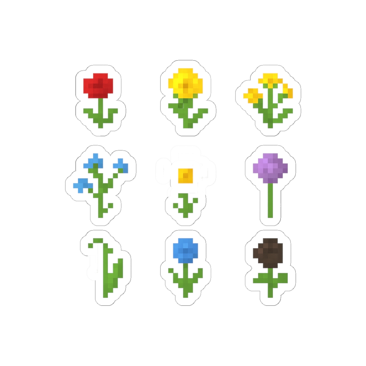Minecraft Flowers Sticker | Cute Pixel Art Vinyl Decal