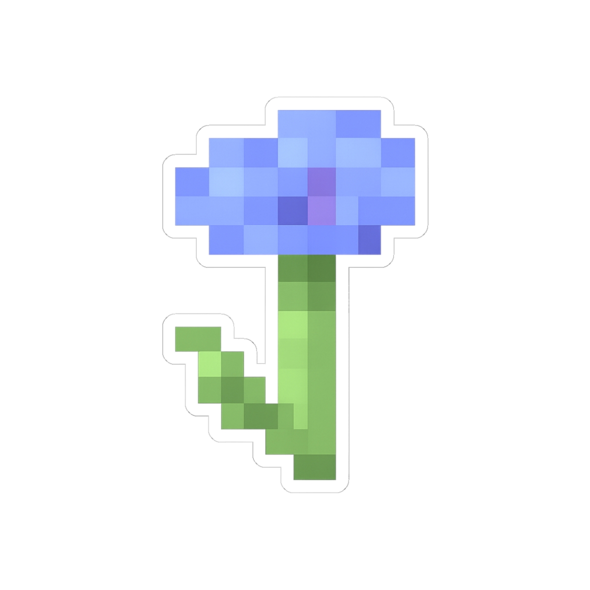 Minecraft Cornflower Pixel Art Sticker | Cute Blue Flower Vinyl Decal