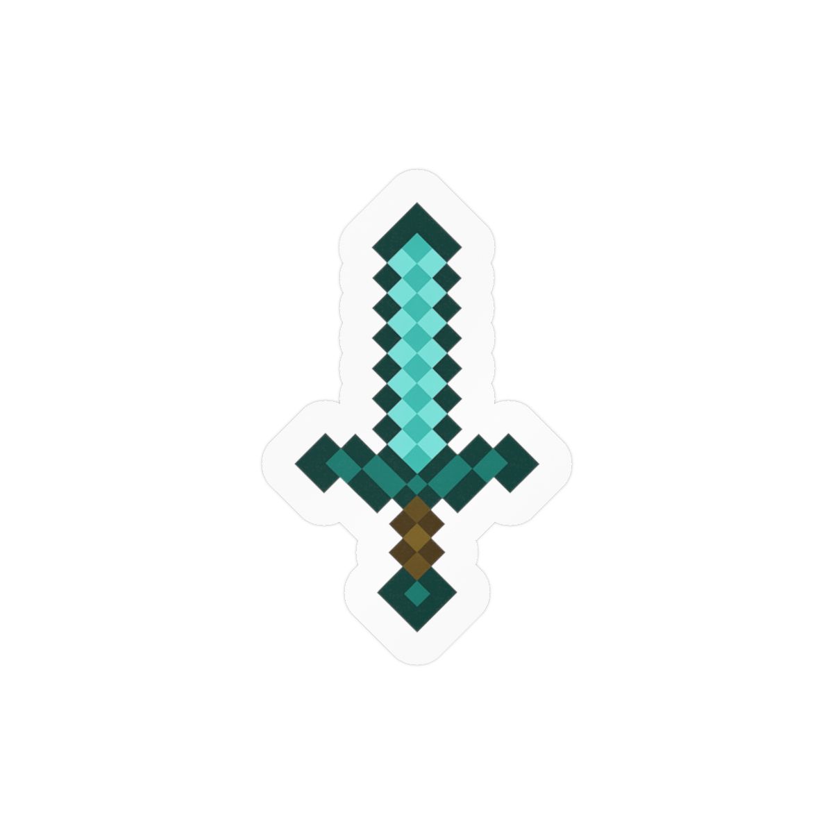 Minecraft Diamond Sword Bold Pixel Art Sticker - Gaming Vinyl Decal