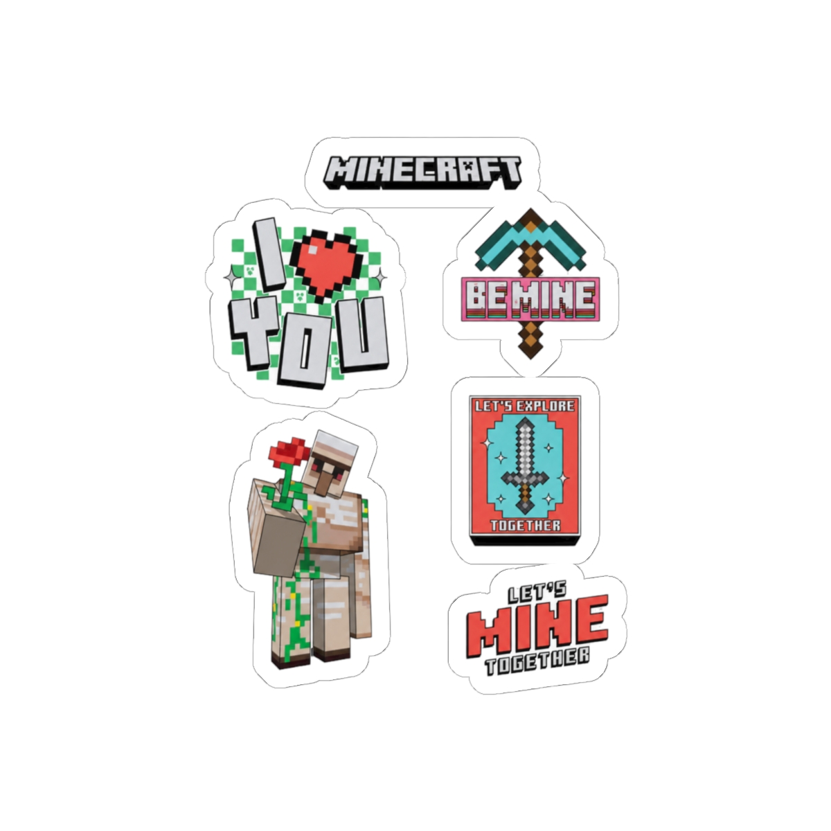Minecraft Sticker Sheet Valentine's Day