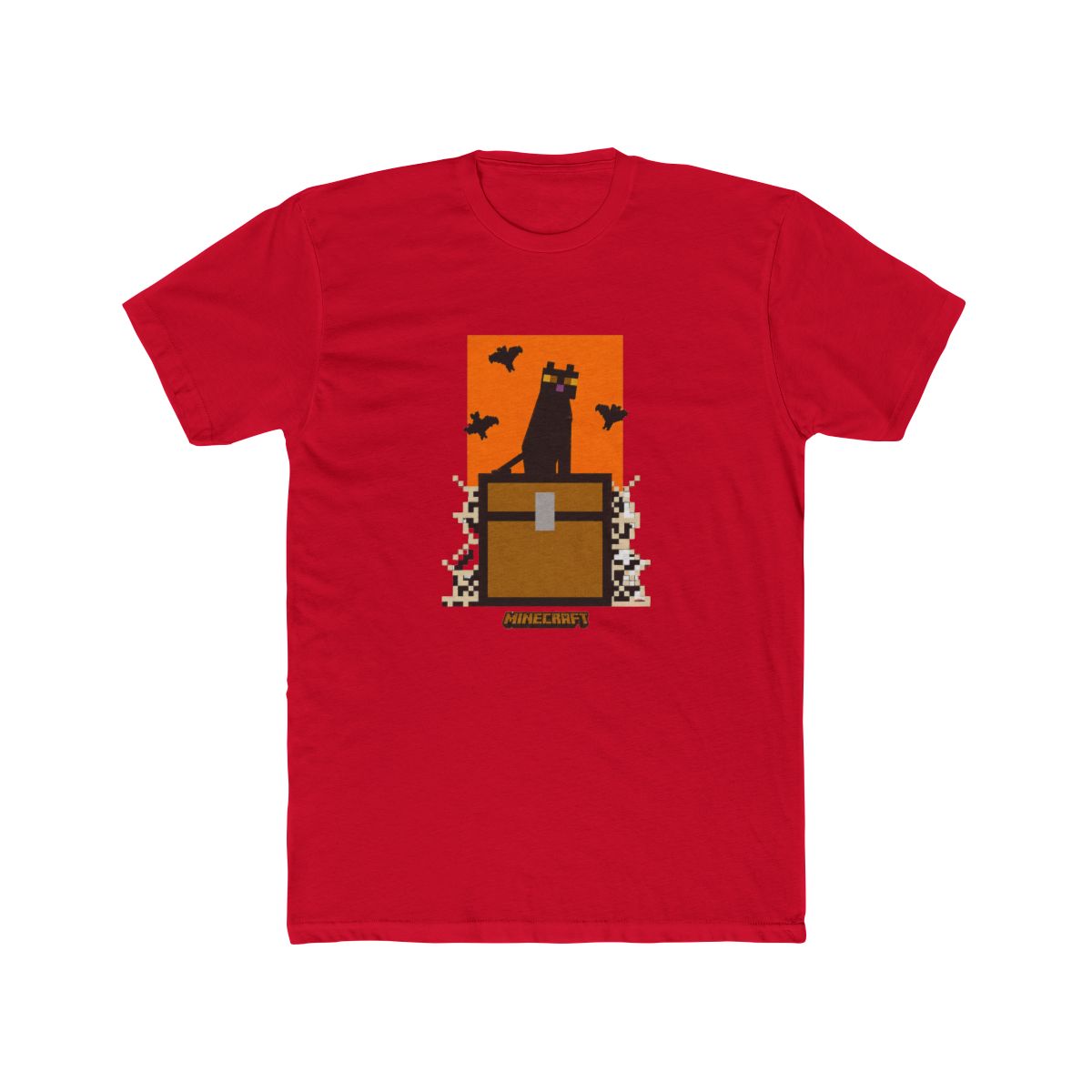 Minecraft Cat and Bats Garment Dye Graphic T Shirt - Black - Large