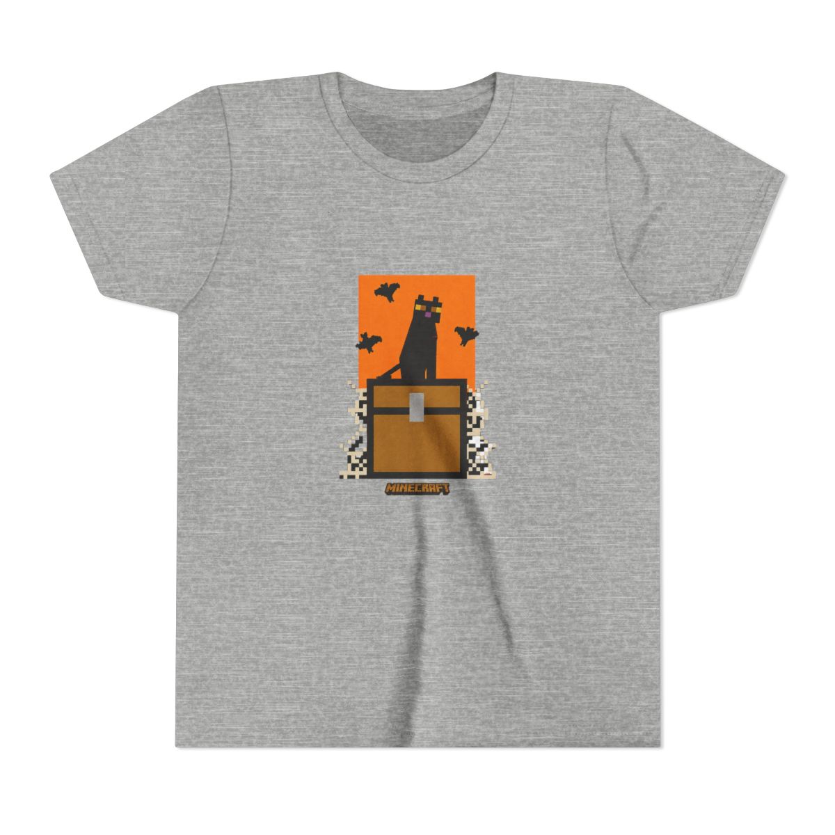 Minecraft Cat and Bats Garment Dye Graphic Kids T Shirt - Black - Large
